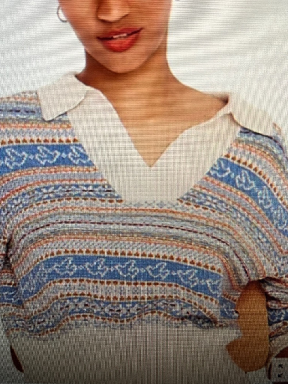 J. Crew Collared Fair Isle Sweater‎ Doves Size Medum Lambswool Blend